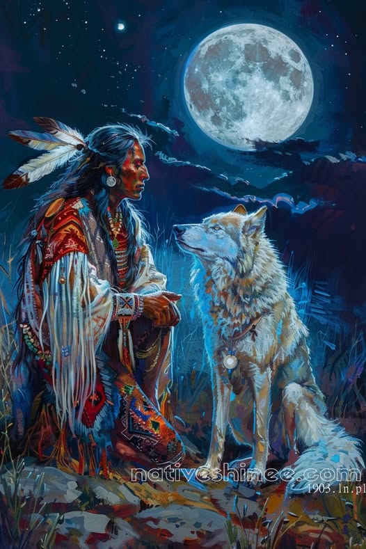 Lunar Harmony: Native American Canvas