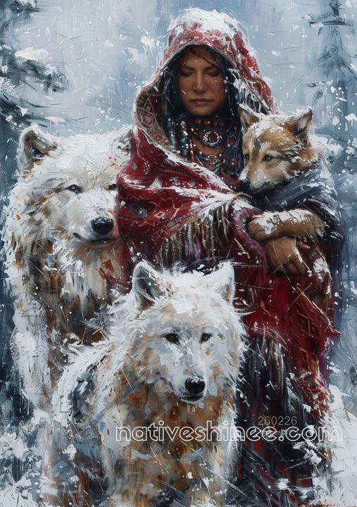 Red Cloak in the Whiteout Canvas