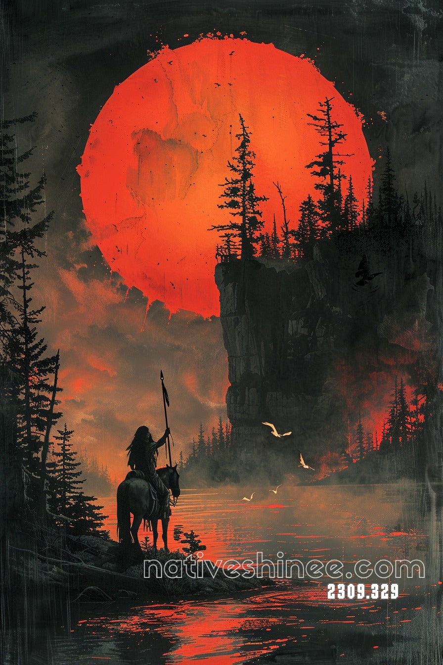 Red Sun Over Still Water Canvas