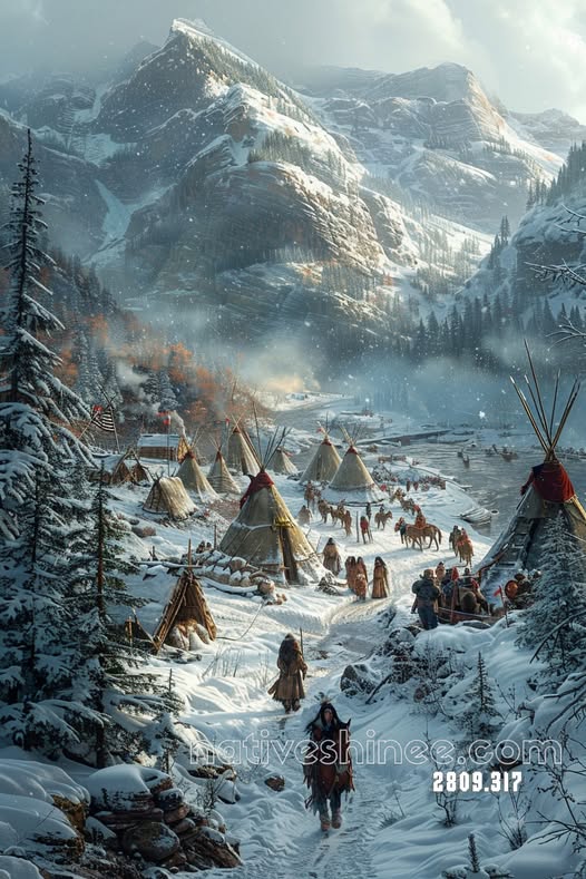 Winter Camp Beneath the Peaks Canvas