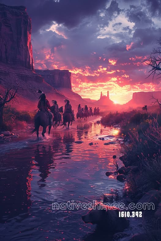 Riders Through the Crimson Valley Canvas