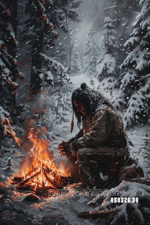 Winter Fire in the Silent Pines Canvas