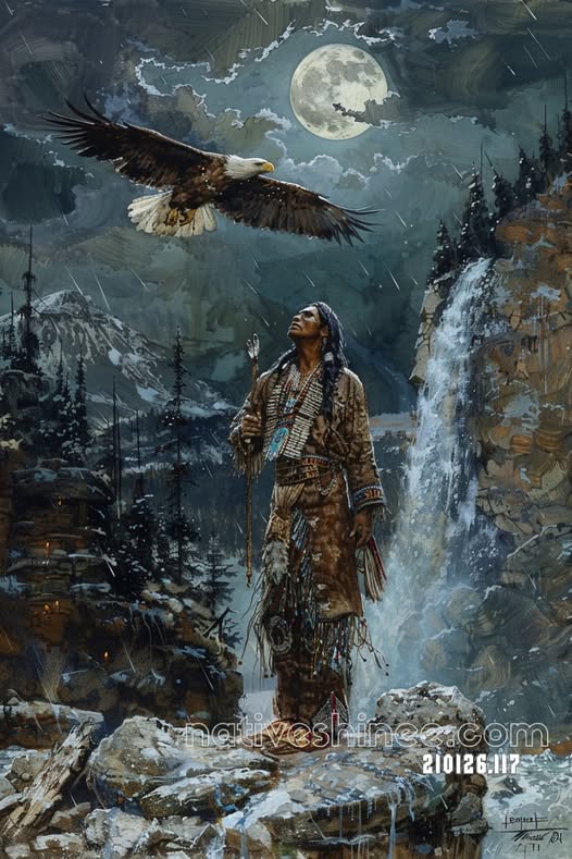 Eagle Over the Moon Falls Canvas