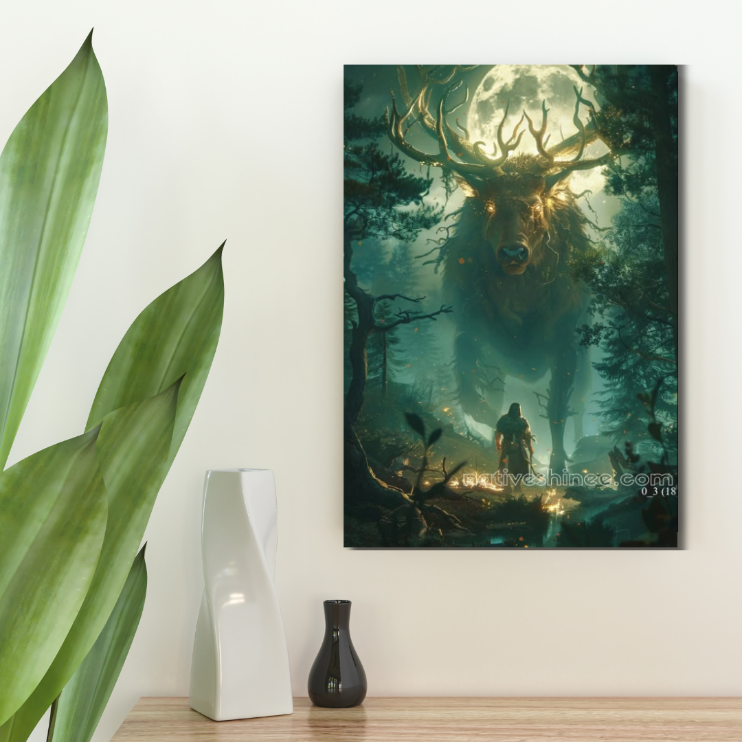 Guardian of the Moonlit Forest Native American Canvas – NativeShinee