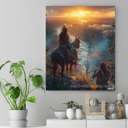 Echoes of the Golden Horizon Native American Canvas