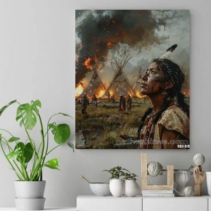 Resilience Amid the Flames Native American Canvas
