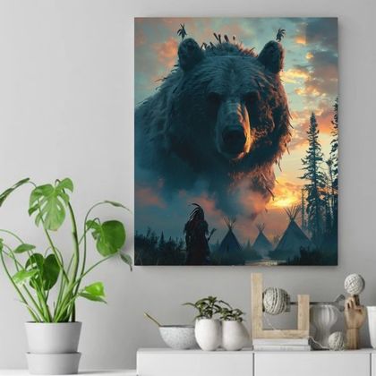 Spirit of the Great Dark Bear Native American Canvas