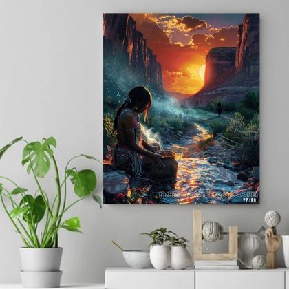 Moonlit Blessings in the Canyon Native American Canvas