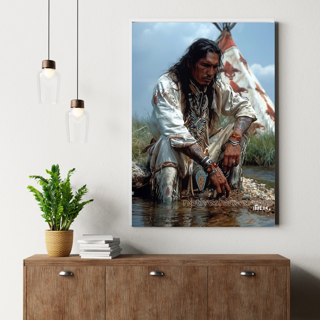 Water Reflection Native American Canvas