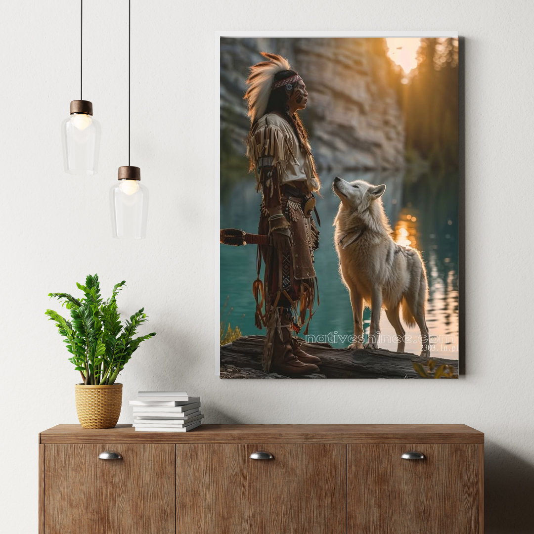 Wolf's Gaze Native American Canvas