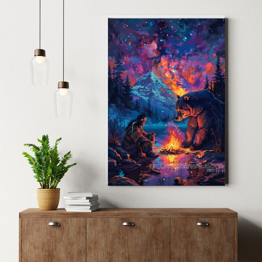 Cosmic Campfire: Native American Canvas