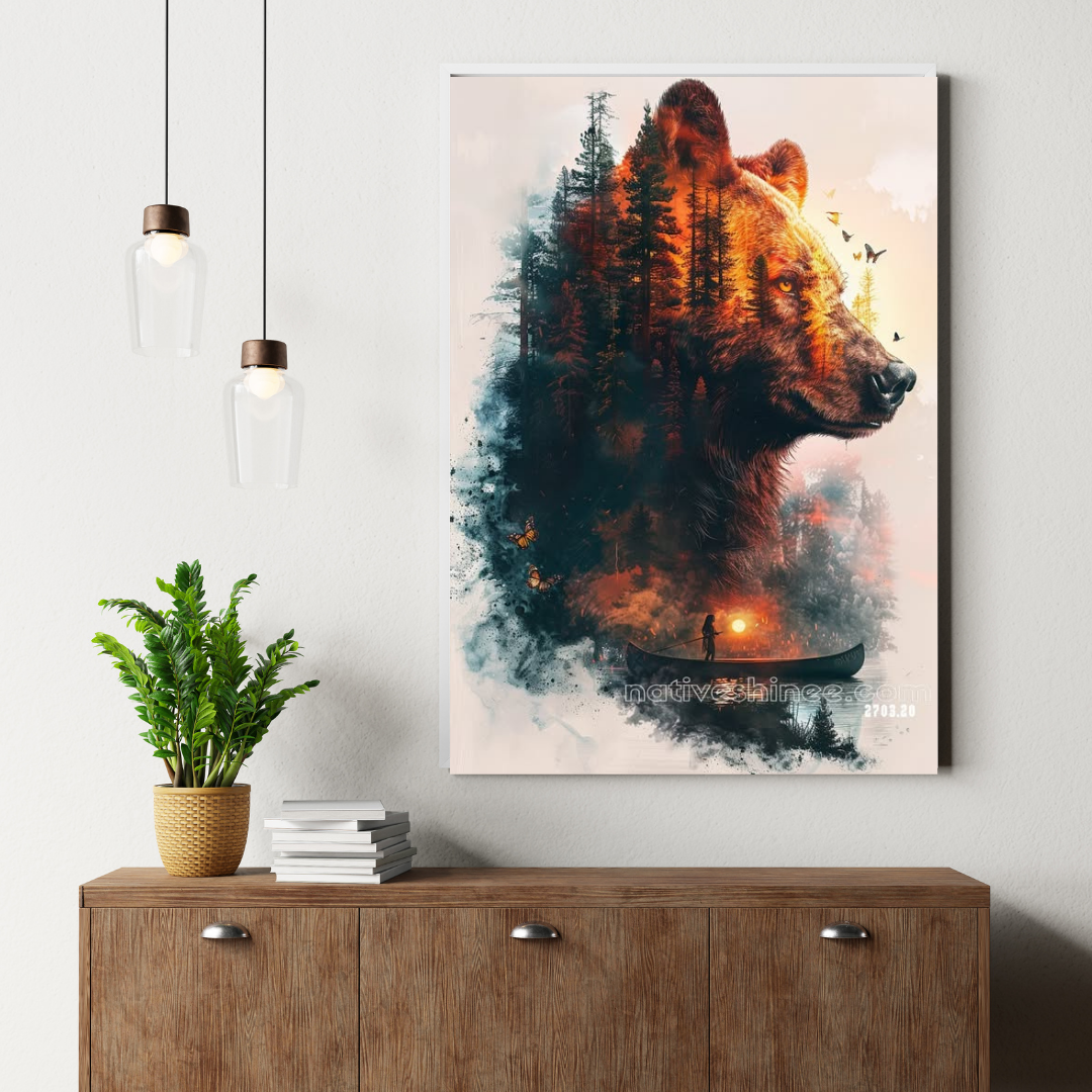 Bear's Balanced Path Native American Canvas