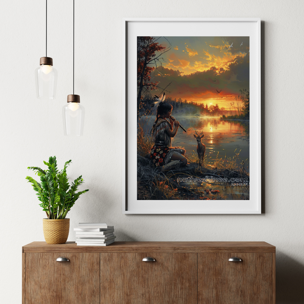 The Song of the Land: A Child's Harmony Native American Canvas