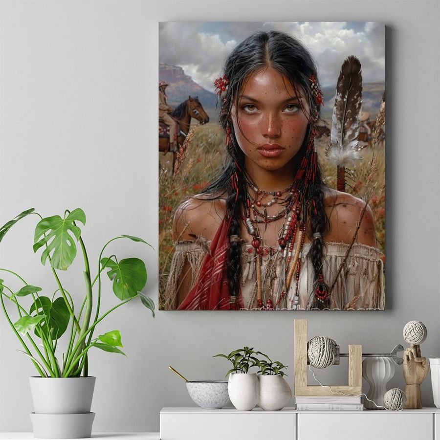 Defiant Beauty of the Plains Native American Canvas