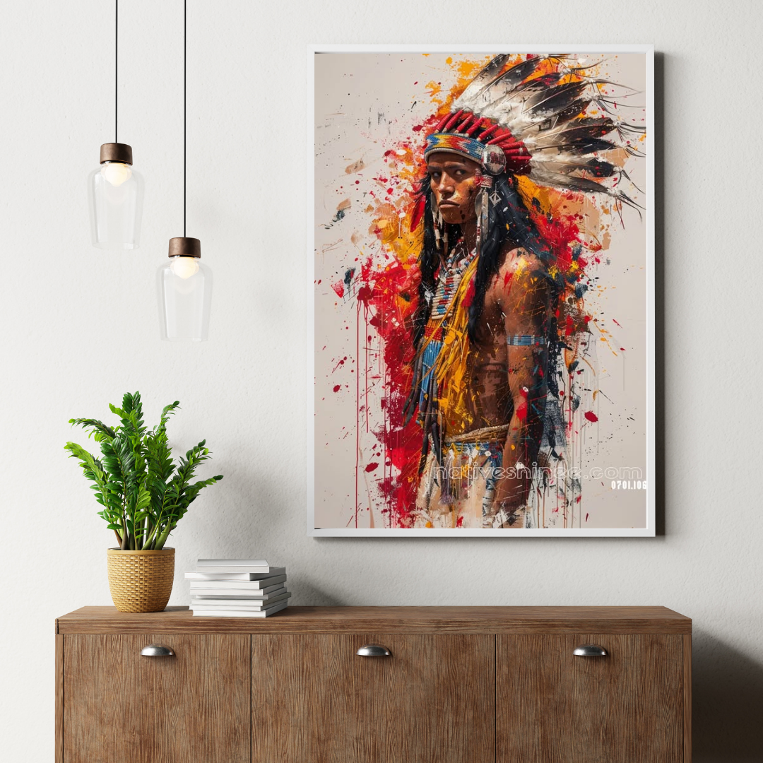Vivid Warrior Native American Canvas