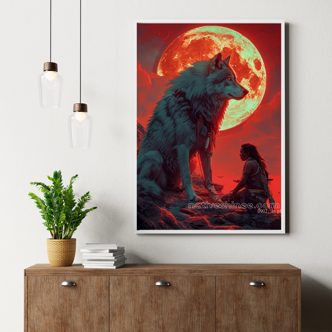 Lunar Wolf Spirit Native American Canvas