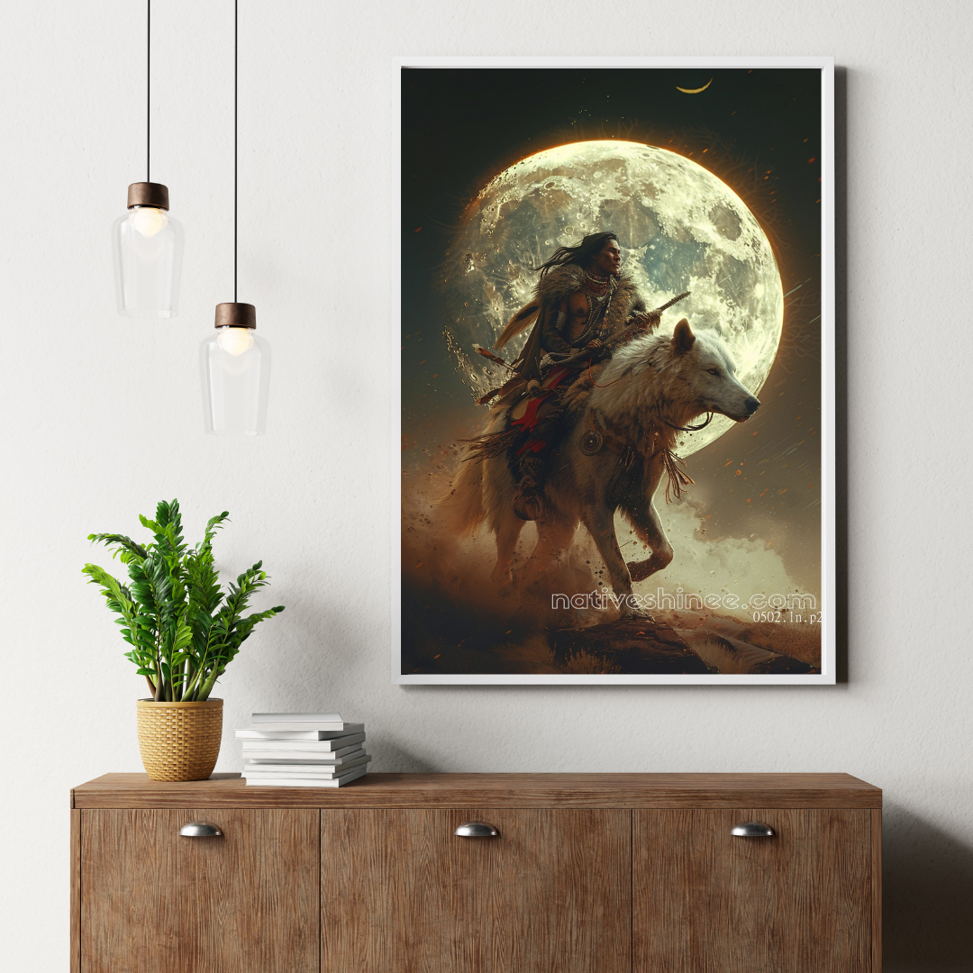 Warrior and Wolf Native American Canvas