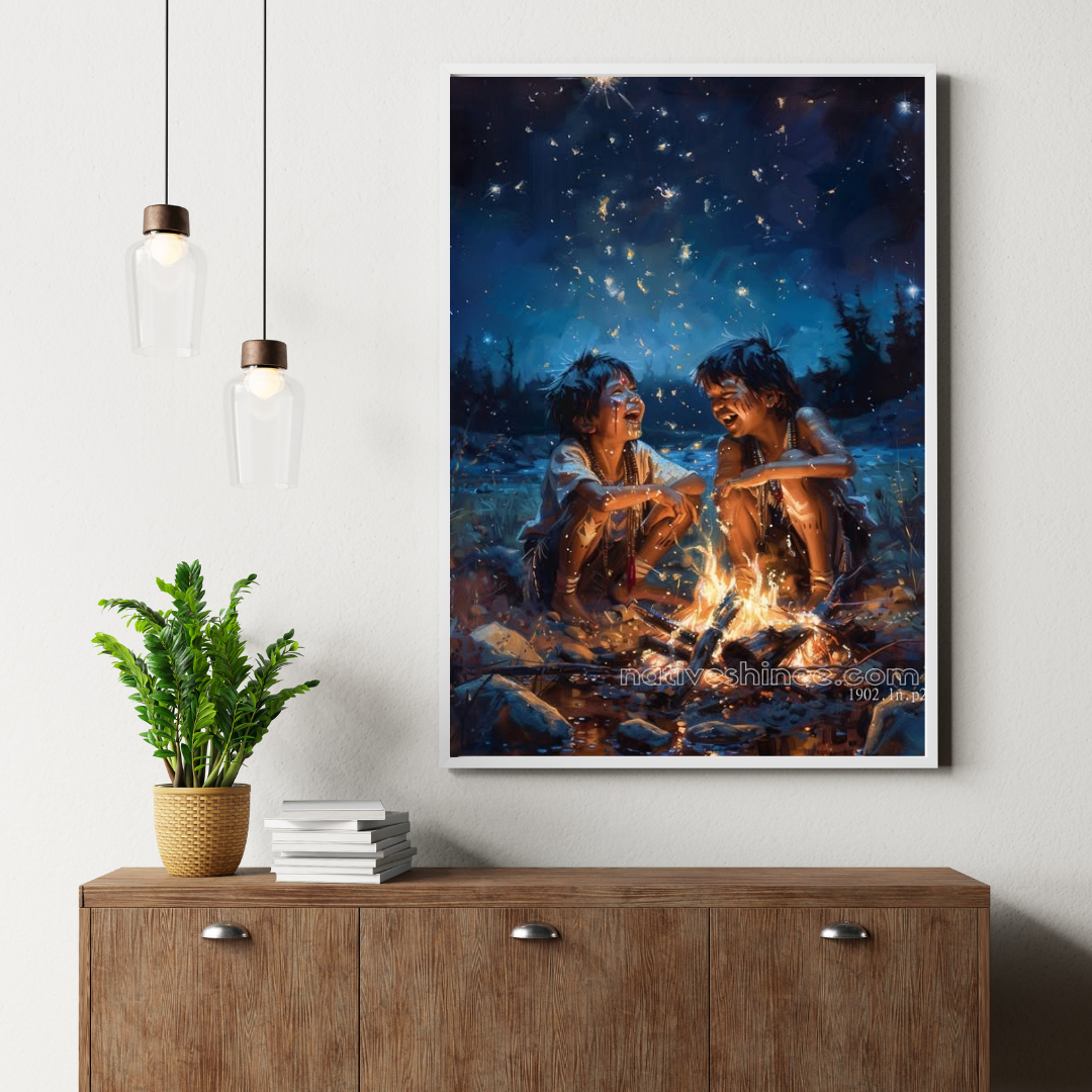 Starlit Laughter Native American Canvas