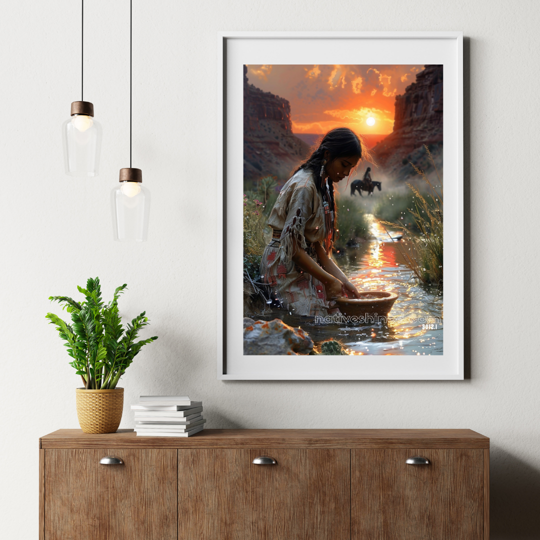 Dawn by the River Native American Canvas