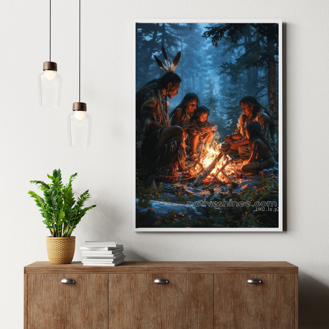 Firelight Stories Native American Canvas