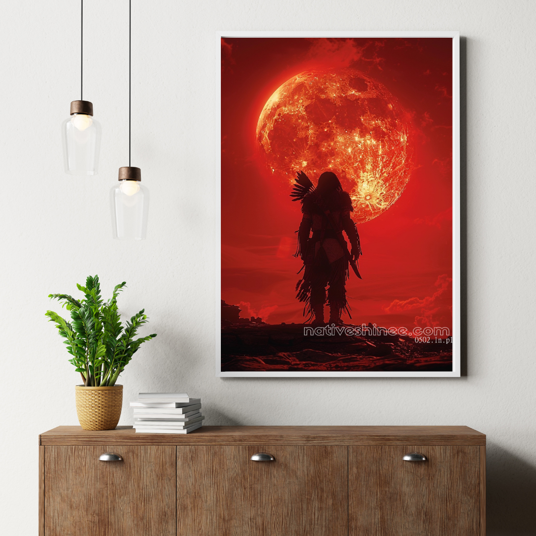 Red Moon Warrior Native American Canvas