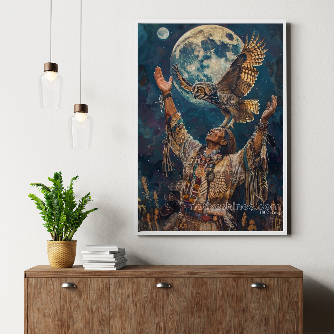 Moonlit Wisdom Native American Canvas