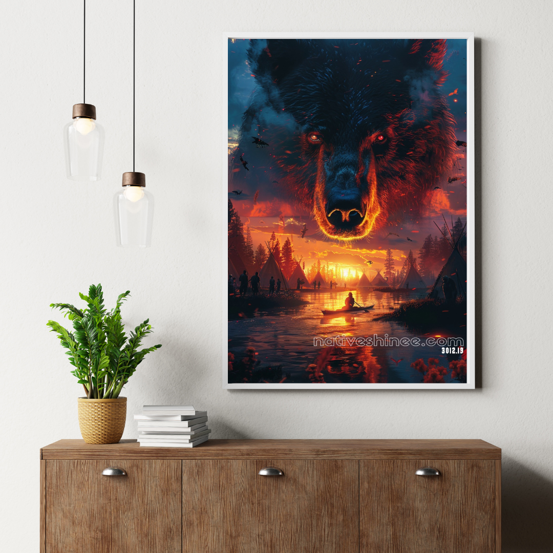 Bear Spirit in the Sunset Native American Canvas