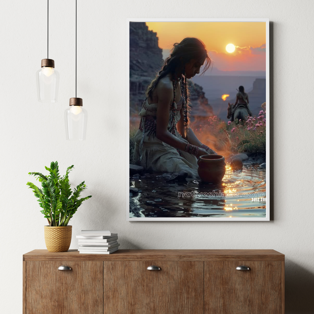 Sunset Reflection Native American Canvas
