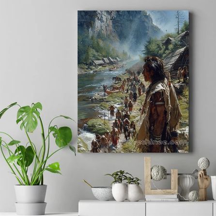 Along the River's Path: Returning to the Homeland Native American Canvas VA
