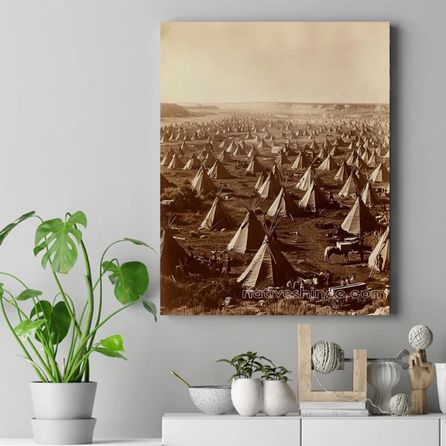 An Ocean of Tepees: Gathering of Nations on the Plains Native American Canvas VA