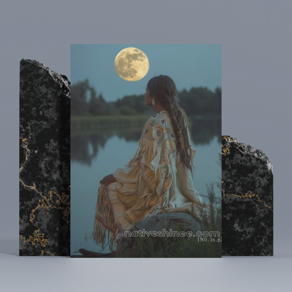 Moonlit Warrior Native American Canvas