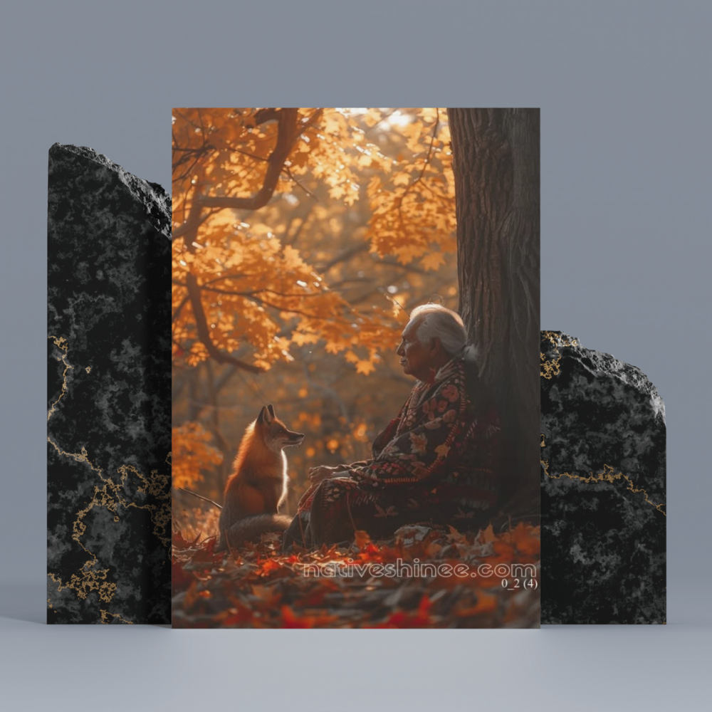 The Elder and the Fox Native American Canvas