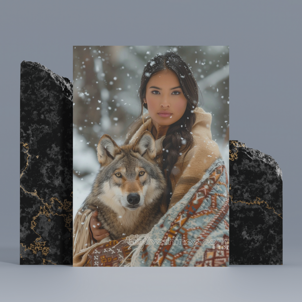 Woman and Wolf Harmony Native American Canvas