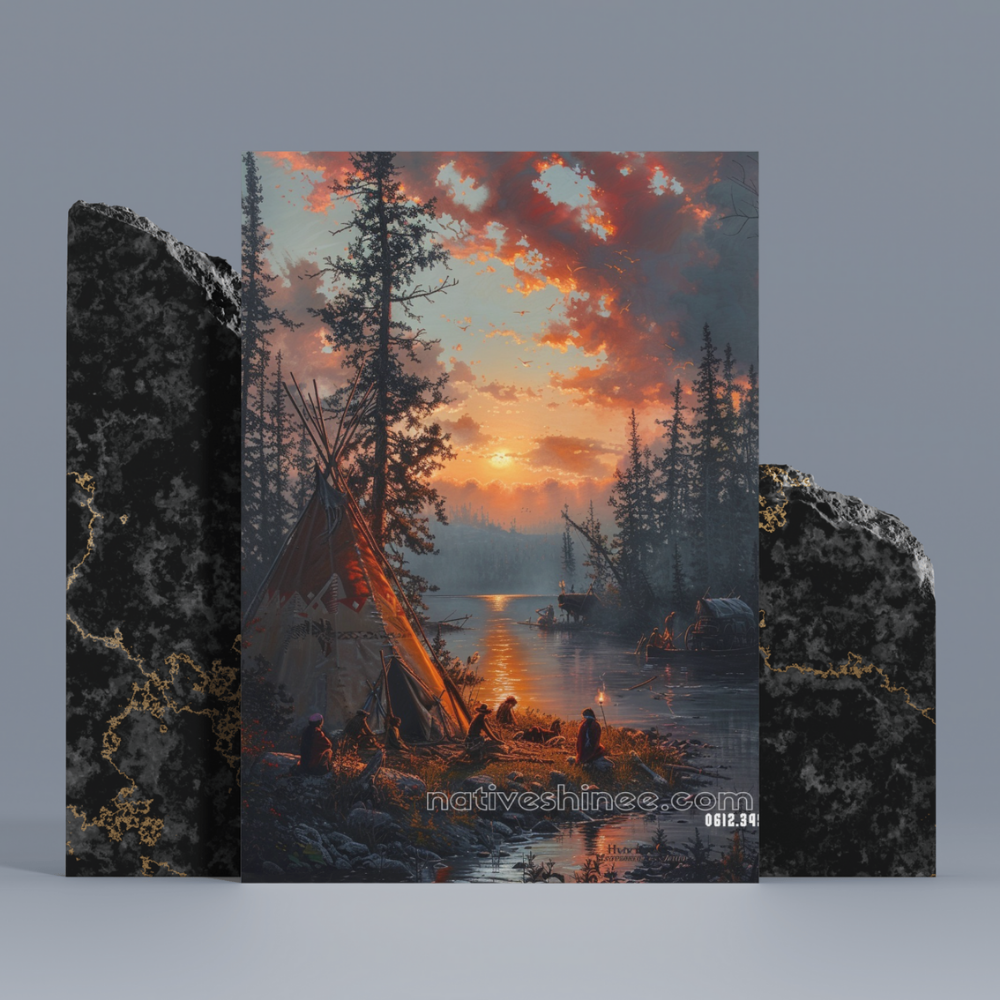 Embers of the River's Glow Native American Canvas