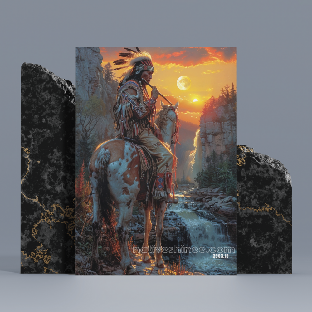 Moonlit Melody Native American Canvas
