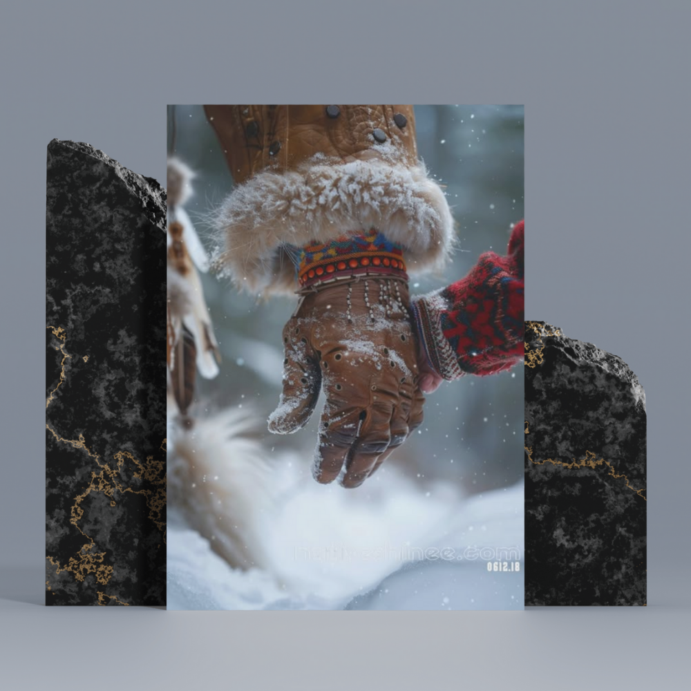 Hands in the Snow Native American Canvas