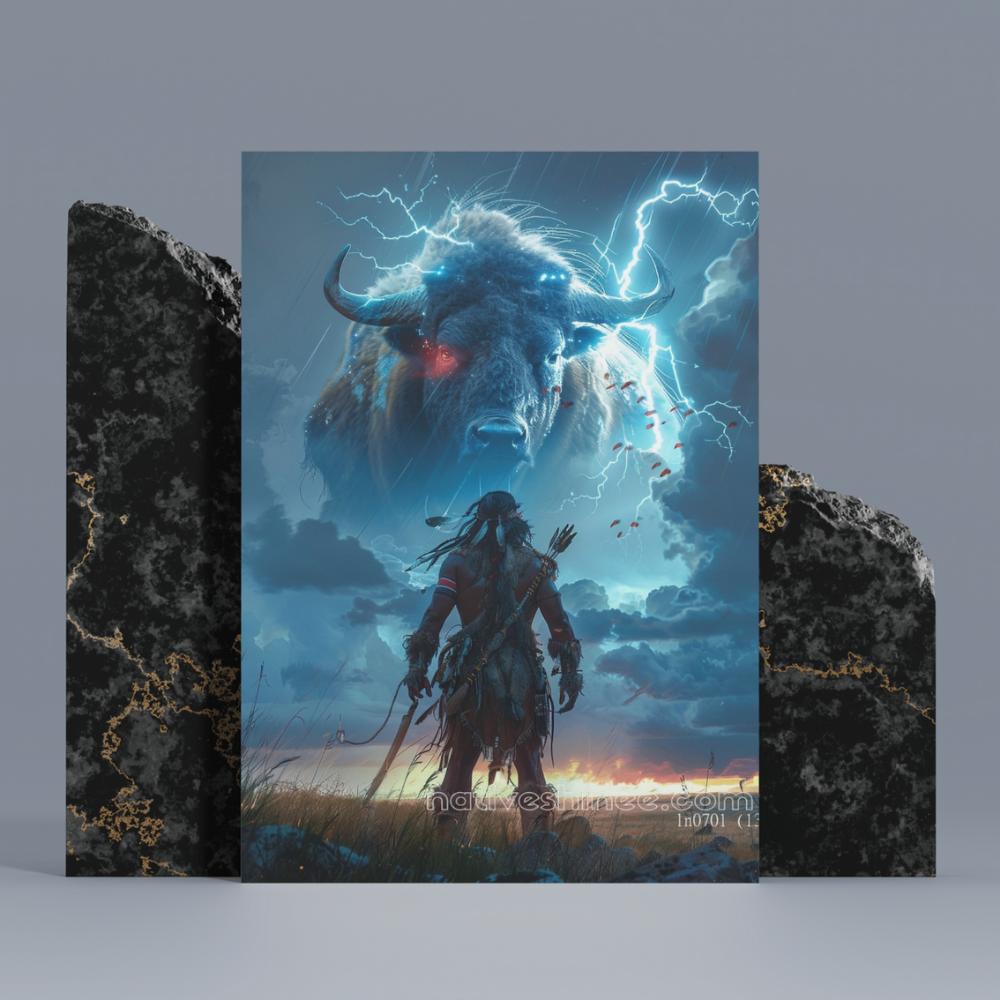 The Thunderous Bison Native American Canvas