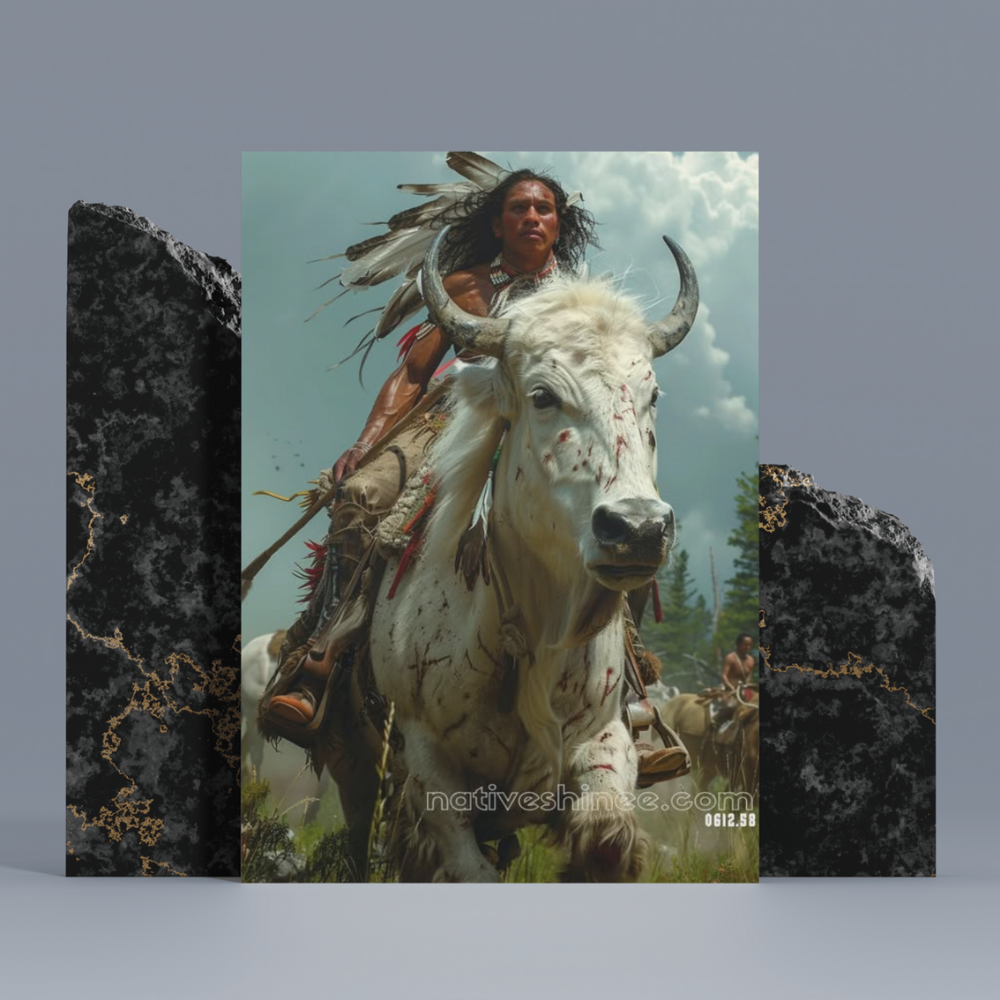 White Buffalo Warrior Native American Canvas