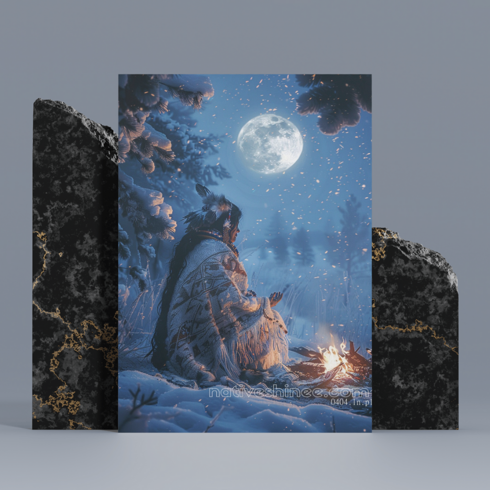 Moonlit Solitude Native American Canvas