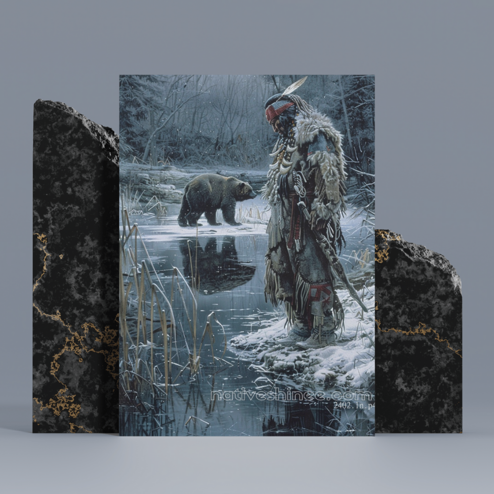 Bear Encounter Native American Canvas