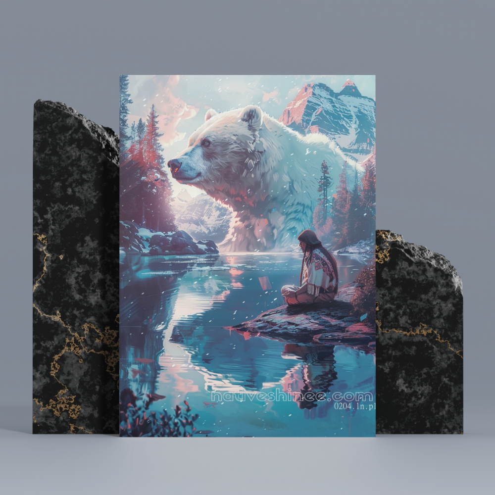 Winter Reflection Native American Canvas