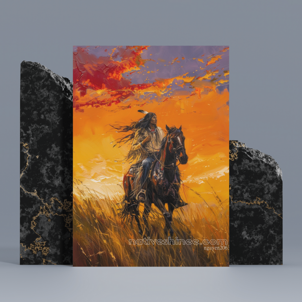 Warrior at Dusk Native American Canvas