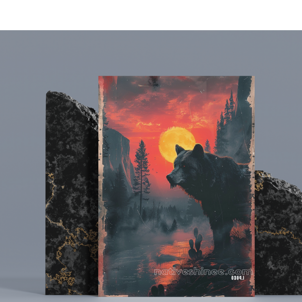 Sunset Wolf Native American Canvas