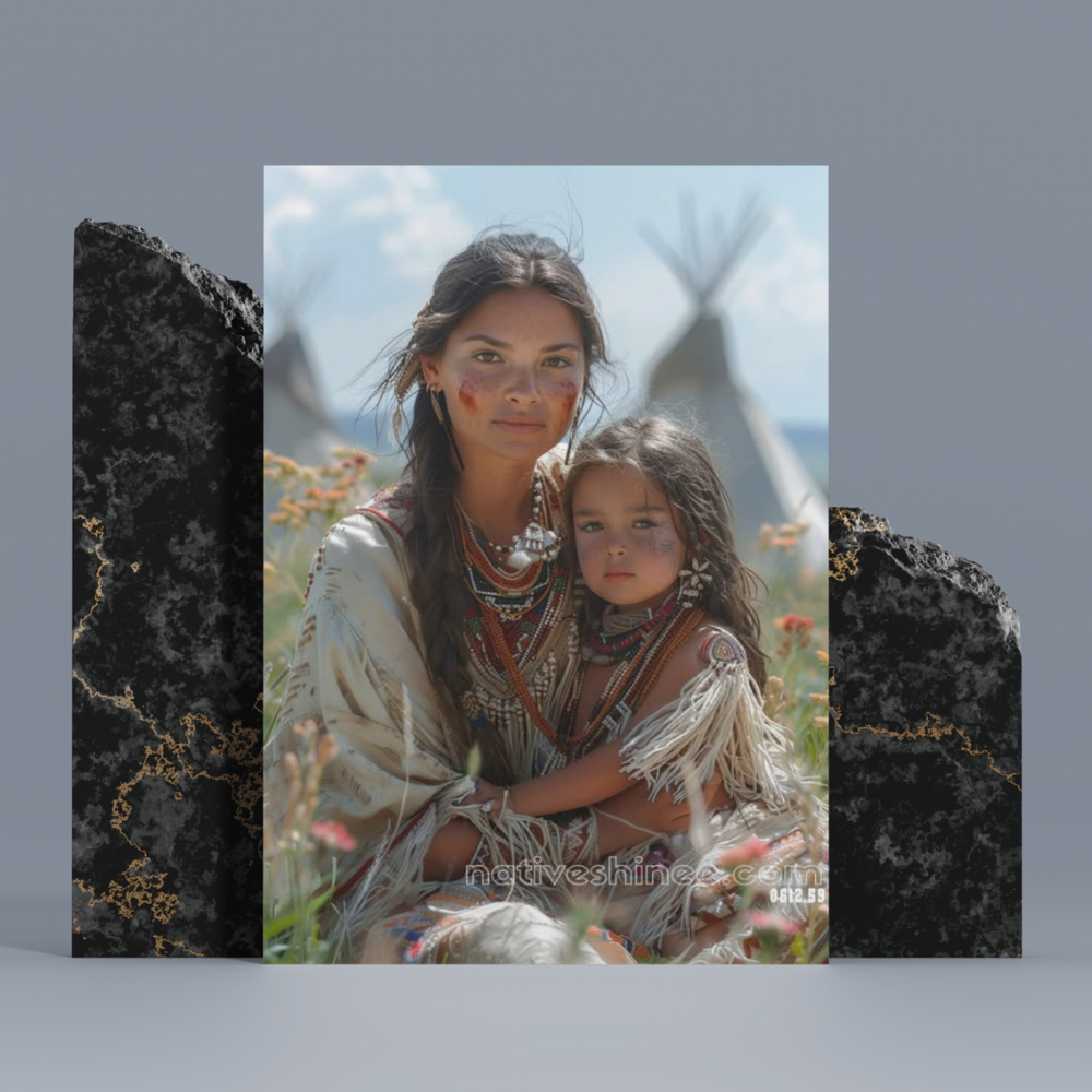 Mother and Child in the Tribe Native American Canvas