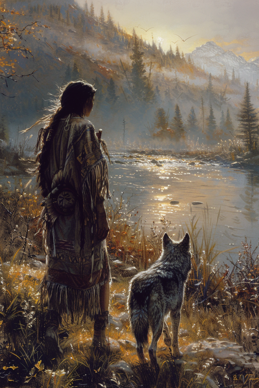 Guardian of the Sacred River Native America Canvas