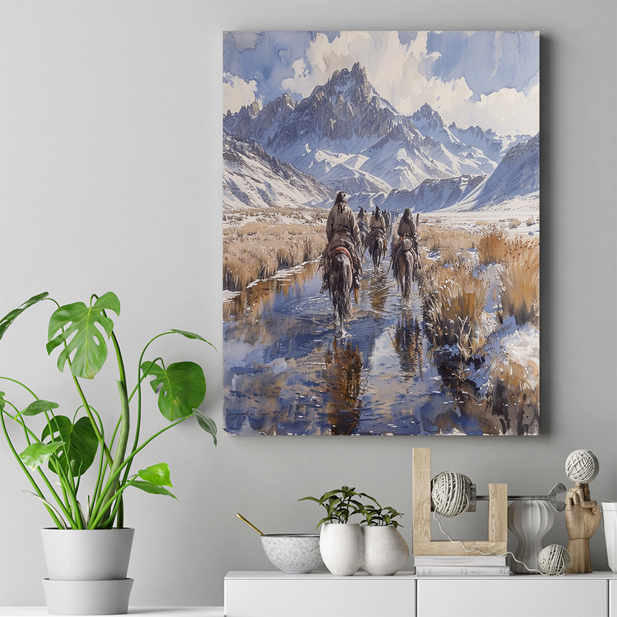 The Sacred Call of Family Native American Horse Canvas