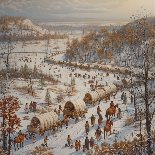 A Path of Sorrow: The Winter Trail of Tears Native American Canvas