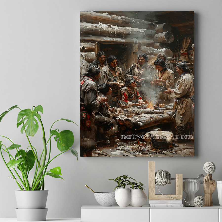 Warmth of the Hearth: Stories by the Fire Native American Canvas