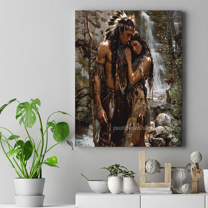 Native American Love in the Wilderness Canvas