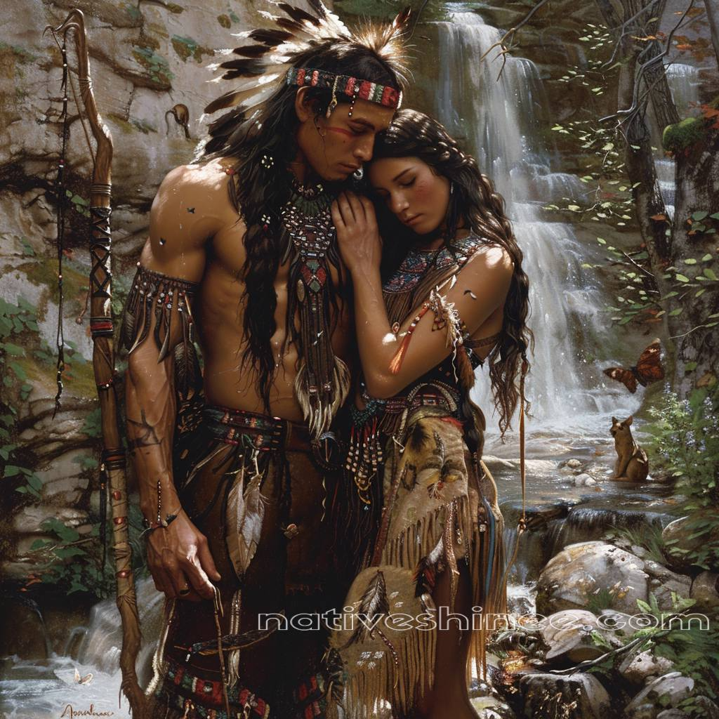 Native American Love in the Wilderness Canvas